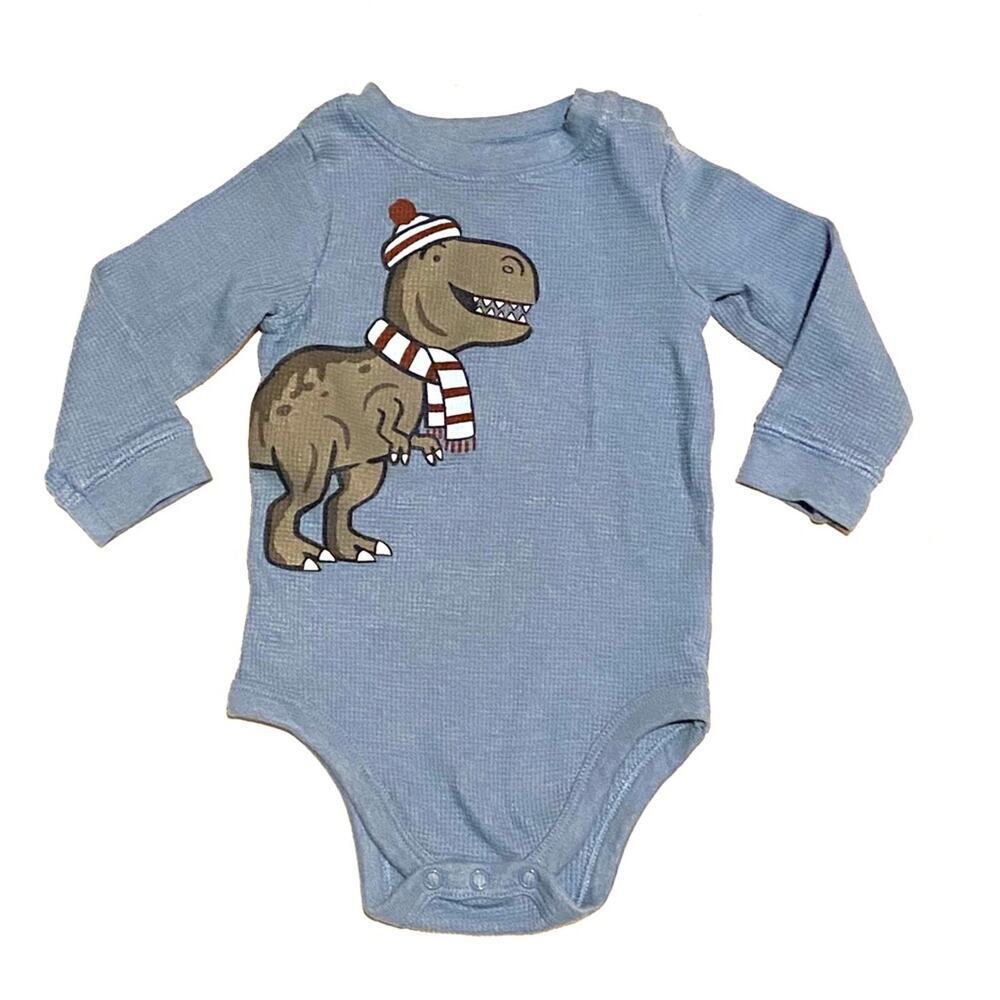 Garanimals Christmas Dinosaur T-Rex Waffle Knit Onsie Infant Baby 18M